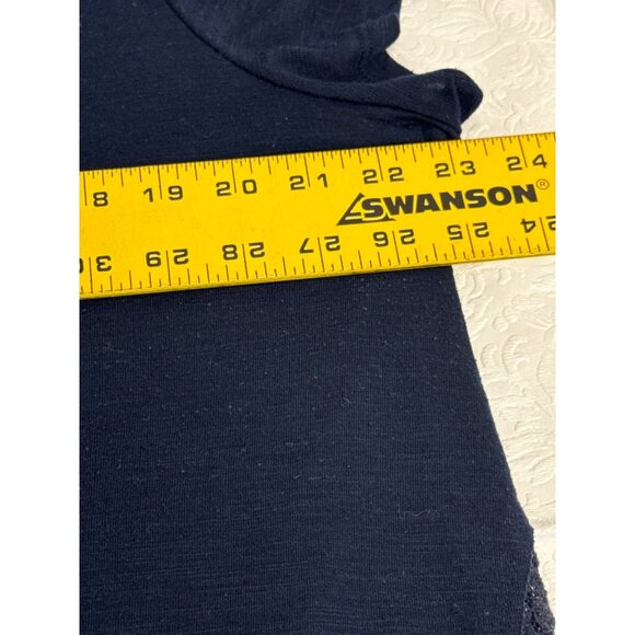 Maurices Womens Navy Blue Crochet Lace Hem Blouse Size 2 Short Sleeve Pullover - Picture 8 of 10